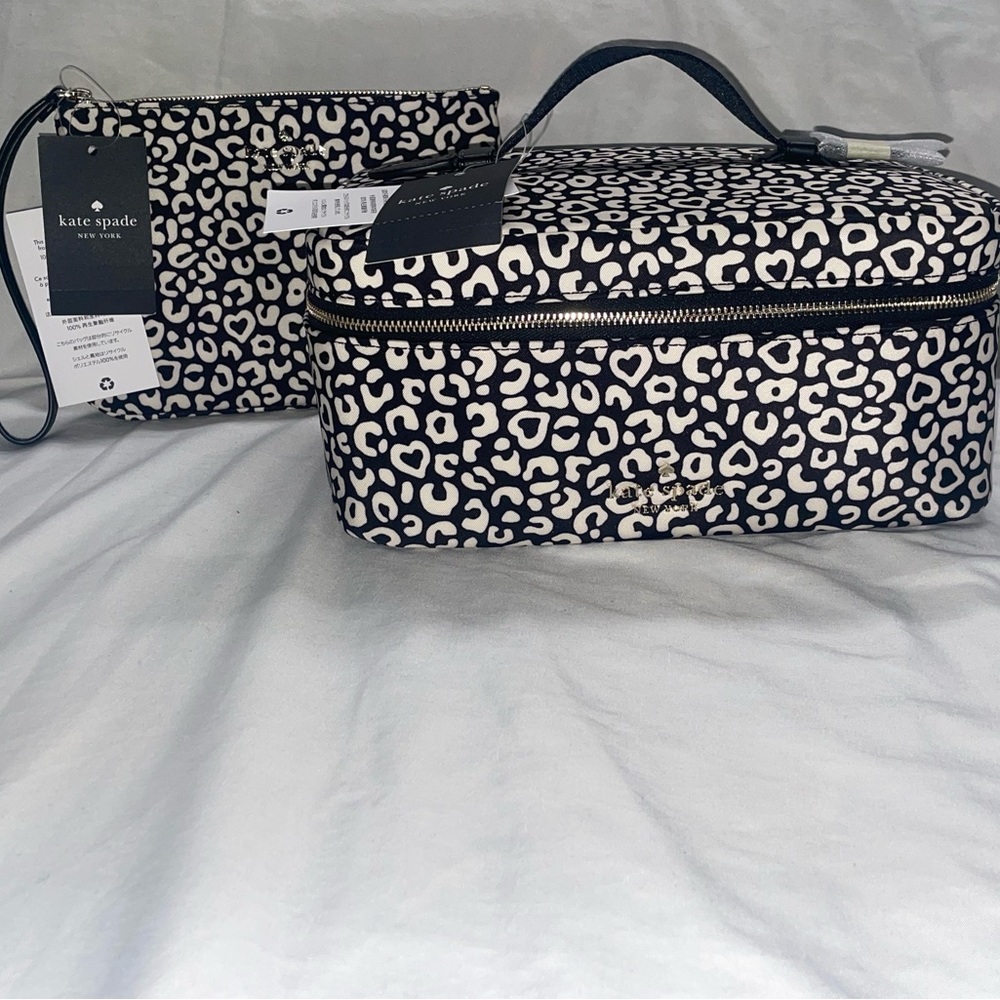 Kate Spade Black and White Cosmetic Bag Set